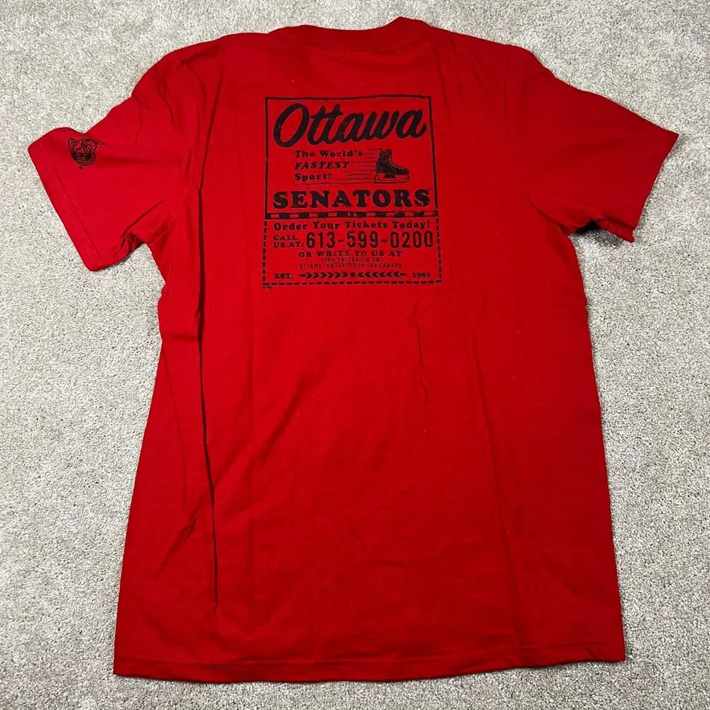 Adidas Mens M Red Ottawa Senators NHL Hockey Short‎ Sleeve Amplifier Tee NWT